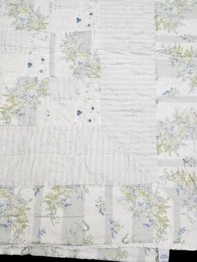 Simply Shabby Chic British Rose Rachel Ashwell KING Reversible Quilt Blue Floral